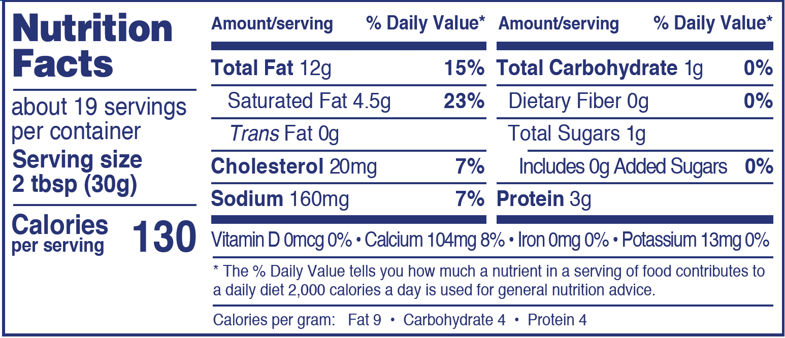 palmetto cheese original pimento cheese nutritional